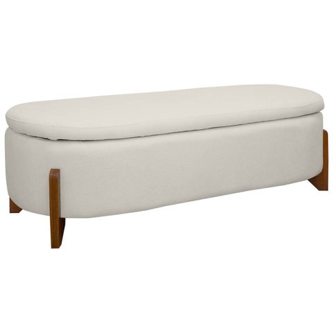 Puff Baú Organizador de Sapatos Thor para Cama de Casal Bouclé Cor Bege:bege Claro