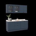 Ver imagem 2 de Cozinha Compacta Modulada 6 Portas 3 Gavetas 100% MDF sem Tampo Sevilha Azul/Órion