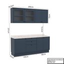 Ver imagem 3 de Cozinha Compacta Modulada 6 Portas 3 Gavetas 100% MDF sem Tampo Sevilha Azul/Órion