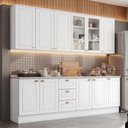Ver imagem 1 de Cozinha Completa Americana 11 Portas 3 Gavetas com Vidro 100% Mdf Branco - Henn