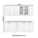 Ver imagem 4 de Cozinha Completa Americana 11 Portas 3 Gavetas com Vidro 100% Mdf Branco - Henn