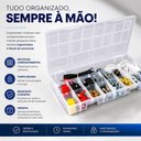 Ver imagem 5 de Kit 10 Caixa Organizadora 17 Divisorias Estojo Multiuso Porta Joias Transparente Maleta Pesca Pecas 