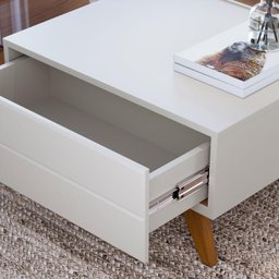 Mesa de Centro Noronha com Painel para Tv Suspenso Juriti 1.5 Off White Matte Freijó – Colibri - 3