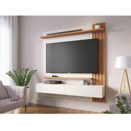 Mesa de Centro Noronha com Painel para Tv Suspenso Juriti 1.5 Off White Matte Freijó – Colibri - 11
