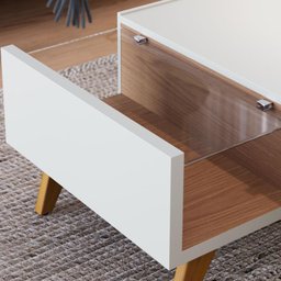 Mesa de Centro Noronha com Painel para Tv Suspenso Juriti 1.5 Off White Matte Freijó – Colibri - 4