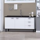 Ver imagem 1 de Gabinete Cozinha 144cm Armário 2 Portas e 3 Gavetas 100% MDF: Branco