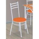 Ver imagem 1 de Kit 04 Cadeiras 135 Aço Carbono Pintura Epóxi - Marcheli - Branco / Assento Corino Laranja