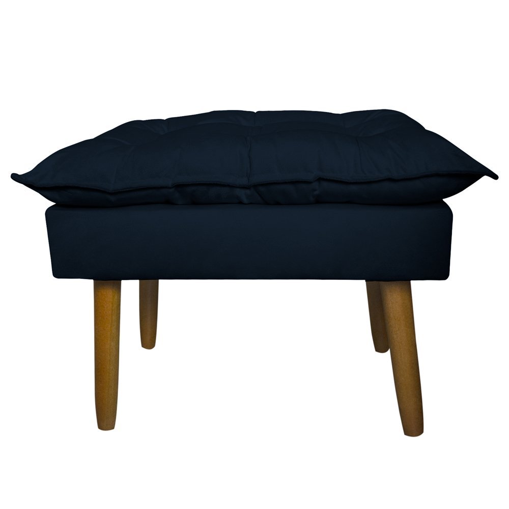 Conjunto Decorativo Poltrona com Puff Opala Suede Azul Marinho - Montanaris Decor MD MONTANARIS DECO - 3