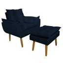 Ver imagem 1 de Conjunto Decorativo Poltrona com Puff Opala Suede Azul Marinho - Montanaris Decor MD MONTANARIS DECO