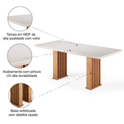 Mesa Sala de Jantar Tampo com Vidro Mond 2m Madeirado/off White Viero - 4