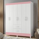 Ver imagem 2 de Guarda Roupa Mobi 6 Portas e 2 Gavetas Flex Branco/Rosa - Móveis Albatroz
