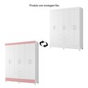 Ver imagem 4 de Guarda Roupa Mobi 6 Portas e 2 Gavetas Flex Branco/Rosa - Móveis Albatroz