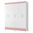 Ver imagem 1 de Guarda Roupa Mobi 6 Portas e 2 Gavetas Flex Branco/Rosa - Móveis Albatroz