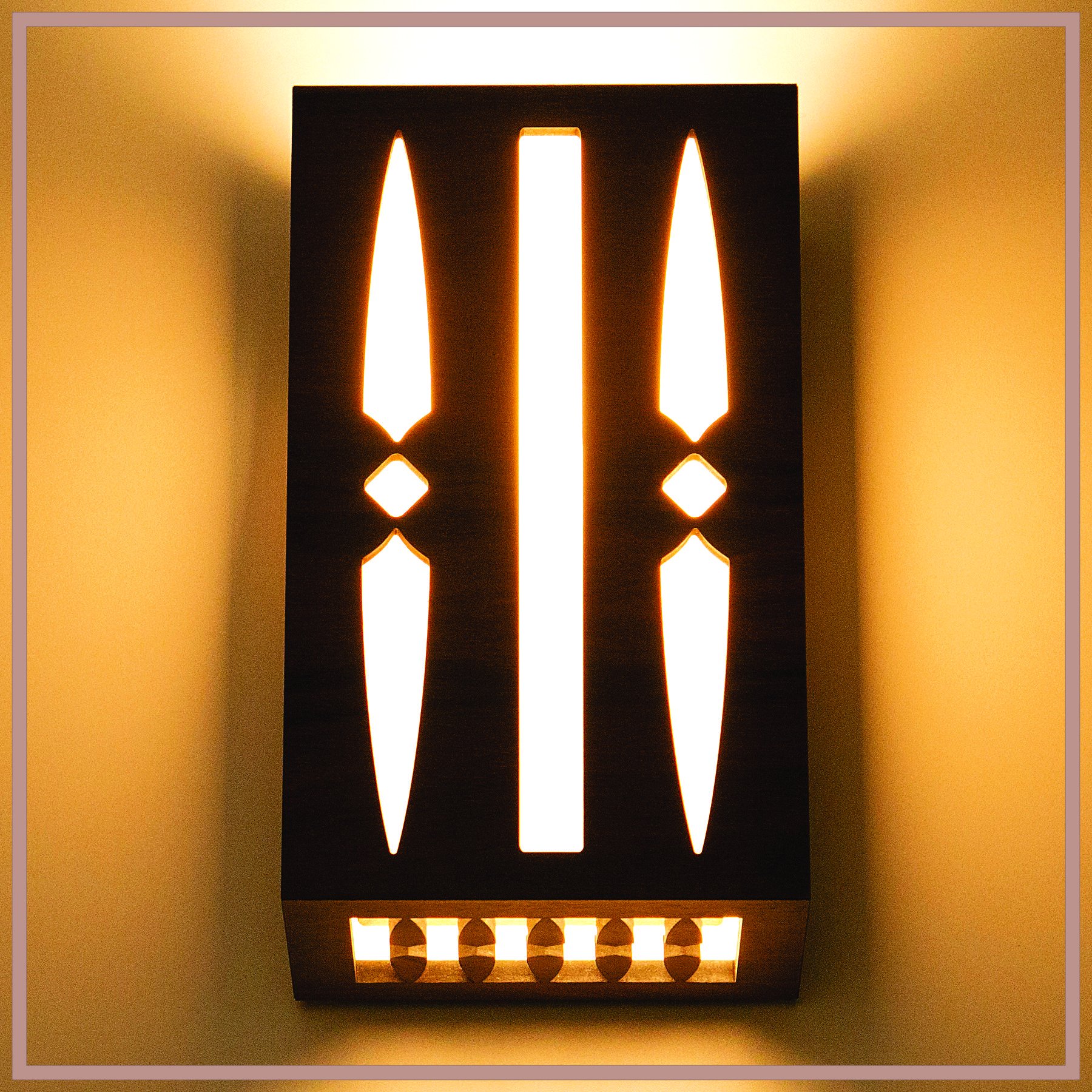Arandela Luminária Decorativa Madeira Arpoador Quad:Pau Ferro - 4