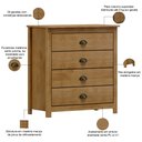 Ver imagem 3 de Cômoda para Quarto Closet 4 Gavetas Madeira Maciça Mazzaro F06 Freijó - Lyam Decor