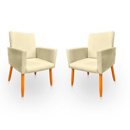 Kit 2 Poltronas Cadeira para Sala Confortável e Minimalista em Suede - 1