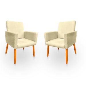 Kit 2 Poltronas Cadeira para Sala Confortável e Minimalista em Suede