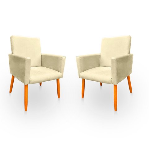 Kit 2 Poltronas Cadeira para Sala Confortável e Minimalista em Suede