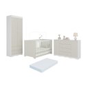 Ver imagem 1 de Quarto de Bebê Completo Berço Americano 3 em 1 Colchão Realeza Multimóveis Mp4611 Branco/off