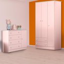 Ver imagem 1 de Conjunto Guarda Roupa e Cômoda Sapateira Rosa