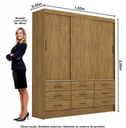 Ver imagem 3 de Guarda Roupa Solteiro 3 Portas de Correr 9 Gavetas 162cm Sevilha Cinamomo - Carioca Móveis