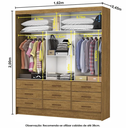 Ver imagem 2 de Guarda Roupa Solteiro 3 Portas de Correr 9 Gavetas 162cm Sevilha Cinamomo - Carioca Móveis