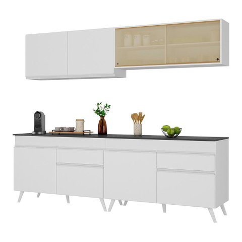 Armário de Cozinha Compacta 240cm Veneza Multimóveis V3696 Branco