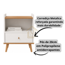 Ver imagem 3 de Kit 02 Mesa de Cabeceira Off White Moderna Compacta Nicho Gaveta Quarto Sala Casal Solteiro Luna