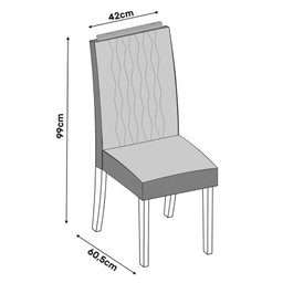 Mesa de Jantar Mia Tampo com Vidro 170x90 Creme/Carvalho e 6 Cadeiras Elen Carvalho Europeu/Veludo C - 7