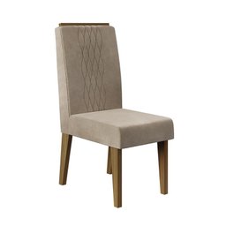 Mesa de Jantar Mia Tampo com Vidro 170x90 Creme/Carvalho e 6 Cadeiras Elen Carvalho Europeu/Veludo C - 5