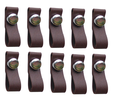 Ver imagem 1 de Kit 10 Puxadores Couro Marrom