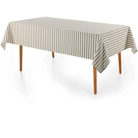 Toalha de Mesa Retangular Sempre Limpa Zaira 160x220cm - Karsten Branca/taupe