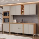 Ver imagem 1 de Cozinha Completa Allure 13 Portas 3 Gavetas 100% Mdf Jequitibá/gris - Linea Brasil