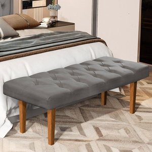 Recamier Quarto Sala Banco Paris 130cm Suede Pavia - Cinza