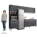 Ver imagem 5 de Cozinha Modulada 4 Peças Balcão com Tampo 160cm Andréia Cinza - AJL Móveis