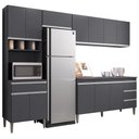 Ver imagem 1 de Cozinha Modulada 4 Peças Balcão com Tampo 160cm Andréia Cinza - AJL Móveis