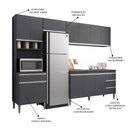 Ver imagem 3 de Cozinha Modulada 4 Peças Balcão com Tampo 160cm Andréia Cinza - AJL Móveis