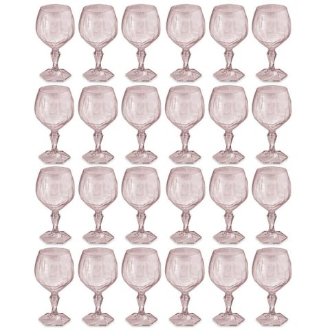 Conjunto 24 Taças Plásticas Rosa 350ml Mesa Posta Eventos Água Drinks Suco Uz