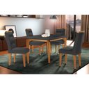 Ver imagem 1 de Sala de Jantar Completa Londrina C/ Tampo Madeirado C/ Vidro Canto Reto 120x80cm e 4 Cadeiras