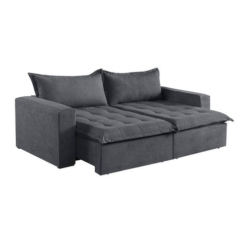 Sofá Cama 2 Lugares Retrátil Reclinável M-184 Veludo Martins Grafite
