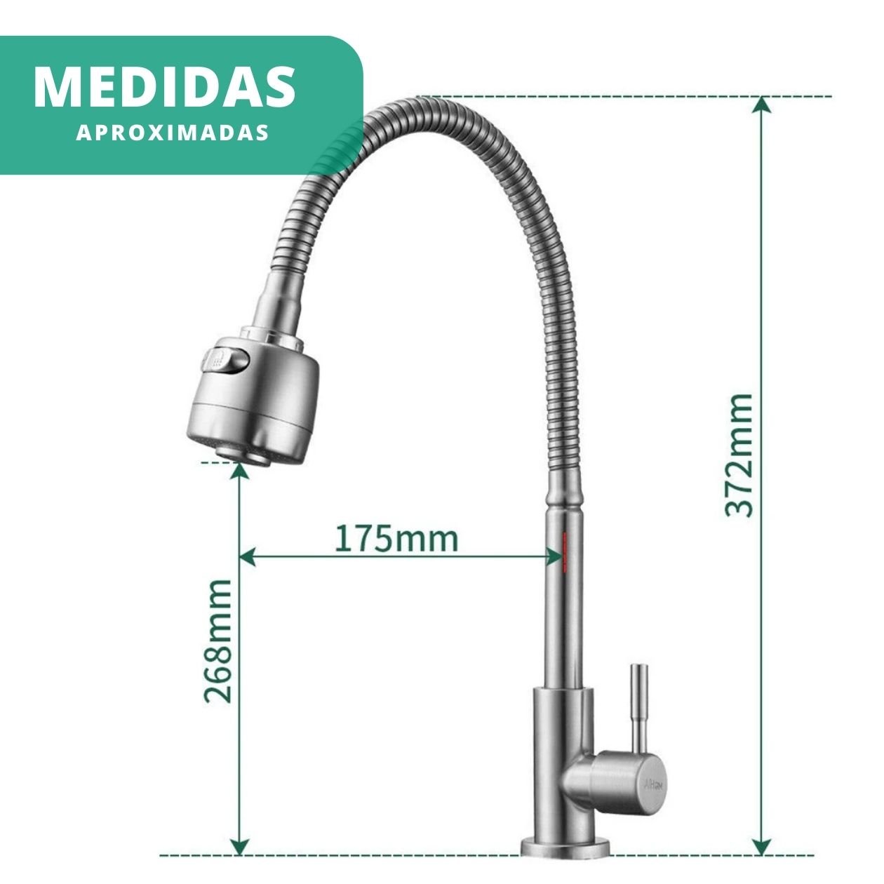 Torneira Bancada Gourmet Flexível Metal Cromada Fosca - Modelo Rain - Cromado Fosco - 5