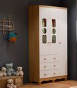 Ver imagem 4 de Armário Infantil 3 Portas 3 Gavetas Tedy - Moveis Peroba Amendoa/branco