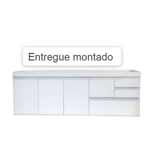 Gabinete Cozinha Donatelo Branco 1,70m Mdf 100% 15mm Rino Móveis