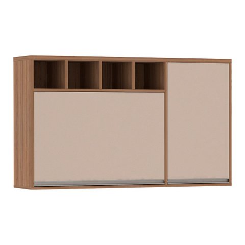 Armário Aéreo 120 Cm 1 Porta de Abrir 1 Porta Basculante e Nicho Superior Lari Luciane Móveis