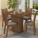 Ver imagem 1 de Conjunto Sala de Jantar Mesa Tampo de Vidro 4 Cadeiras Rustic/Silver Camélia Madesa