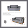 Sofá Gianni | Base de Madeira & Tecido Acquablock Impermeável | 2 Lugares | Medida 170cm | Cinza 336 - 4