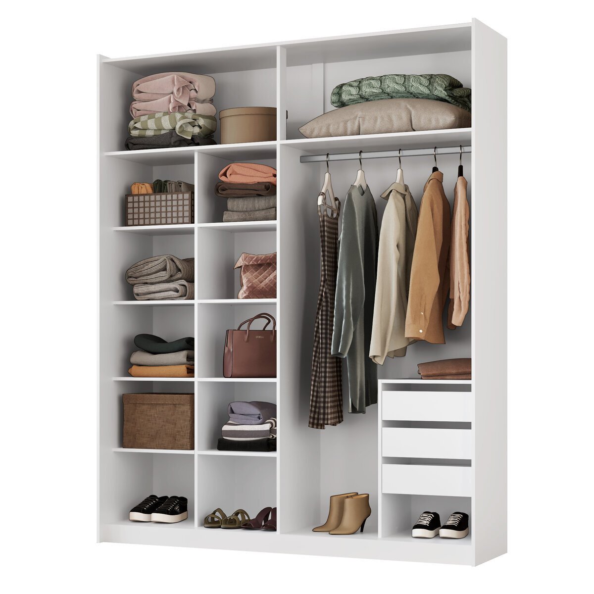 Guarda Roupa Solteiro Mdf 2 Portas 1 com Espelho 178,5 Cm Raffinato Belmax:branco - 2