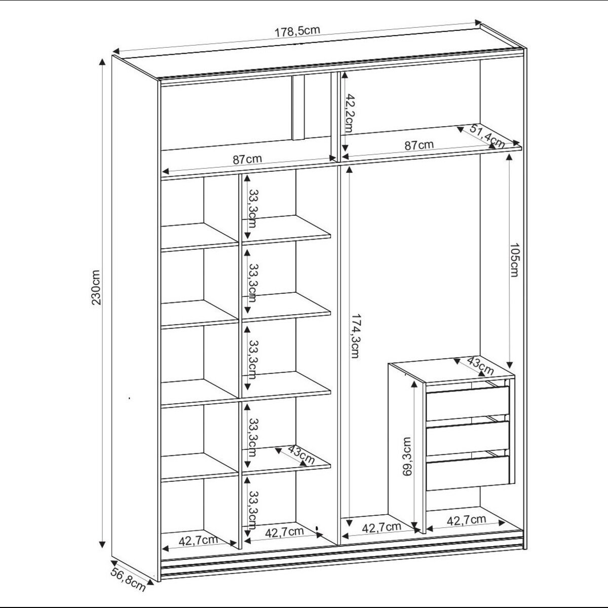 Guarda Roupa Solteiro Mdf 2 Portas 1 com Espelho 178,5 Cm Raffinato Belmax:branco - 5