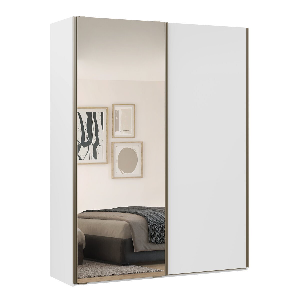 Guarda Roupa Solteiro Mdf 2 Portas 1 com Espelho 178,5 Cm Raffinato Belmax:branco - 3