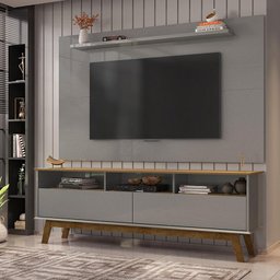 Conjunto Sala Rack Painel Elegant para TV até 65 Polegadas Cinamomo/Titanium - 1